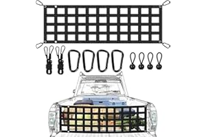 60"x 18" Cargo Net for Truck Bed with 2 Adjustable Rope, Tailgate Net for Full Size Truck, Easy-to-use Cargo Net for SUV, Che