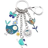 BONSNY Enamel Zinc Alloy Birds Flower Butterfly Key Chains Keyrings For Women Handbag Car Key