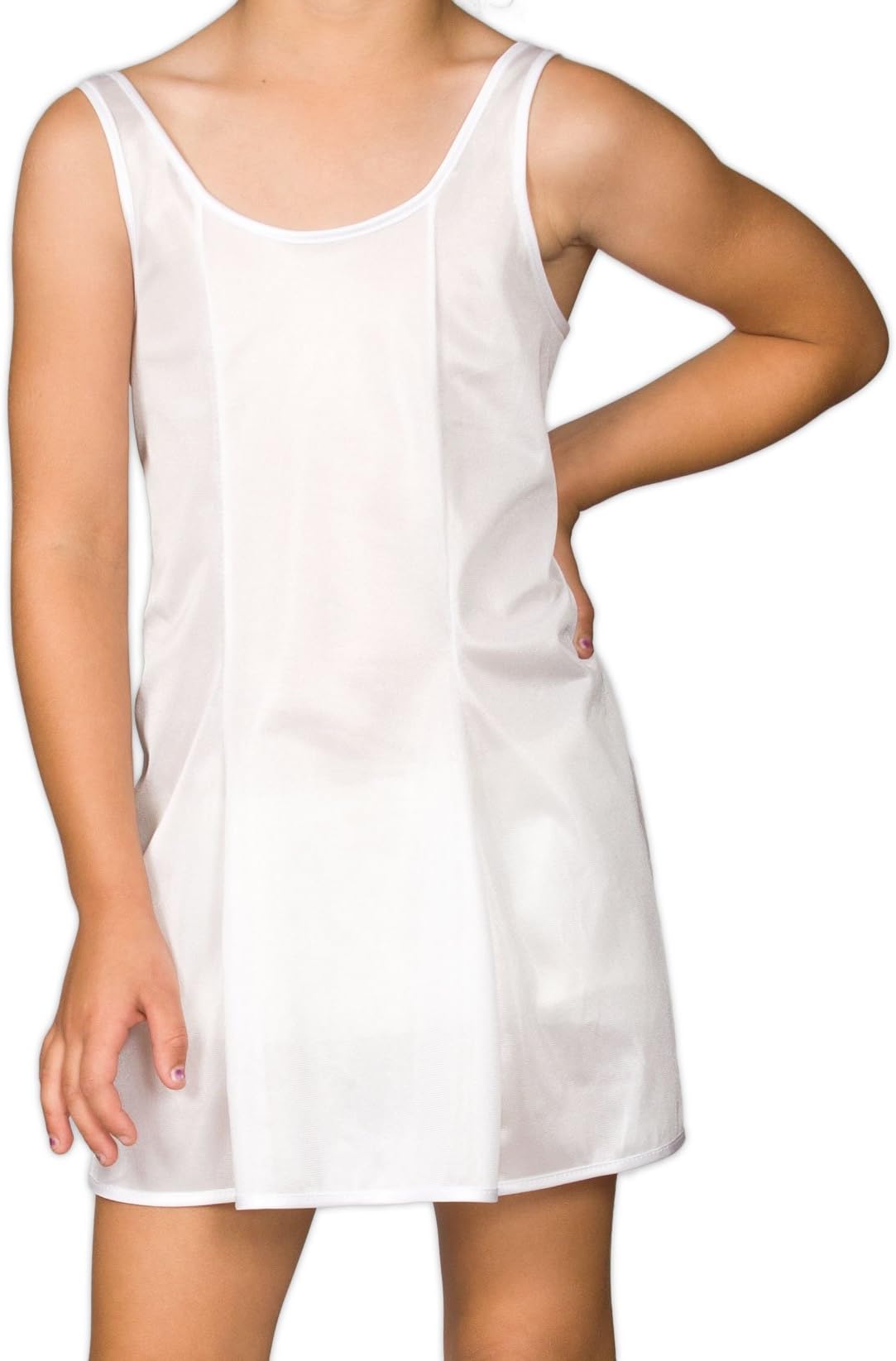 I.C. Collections Big Girls White Sleek Nylon Slip, 8-14