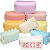 Sanwuta 9 Pcs Makeup Bags Bulk PU Double Zippers Cosmetic Bag Makeup Toiletry Small Pouch Portable Travel Organizers Case for Women Bridesmaid Proposal Gifts(Macaron Colors)