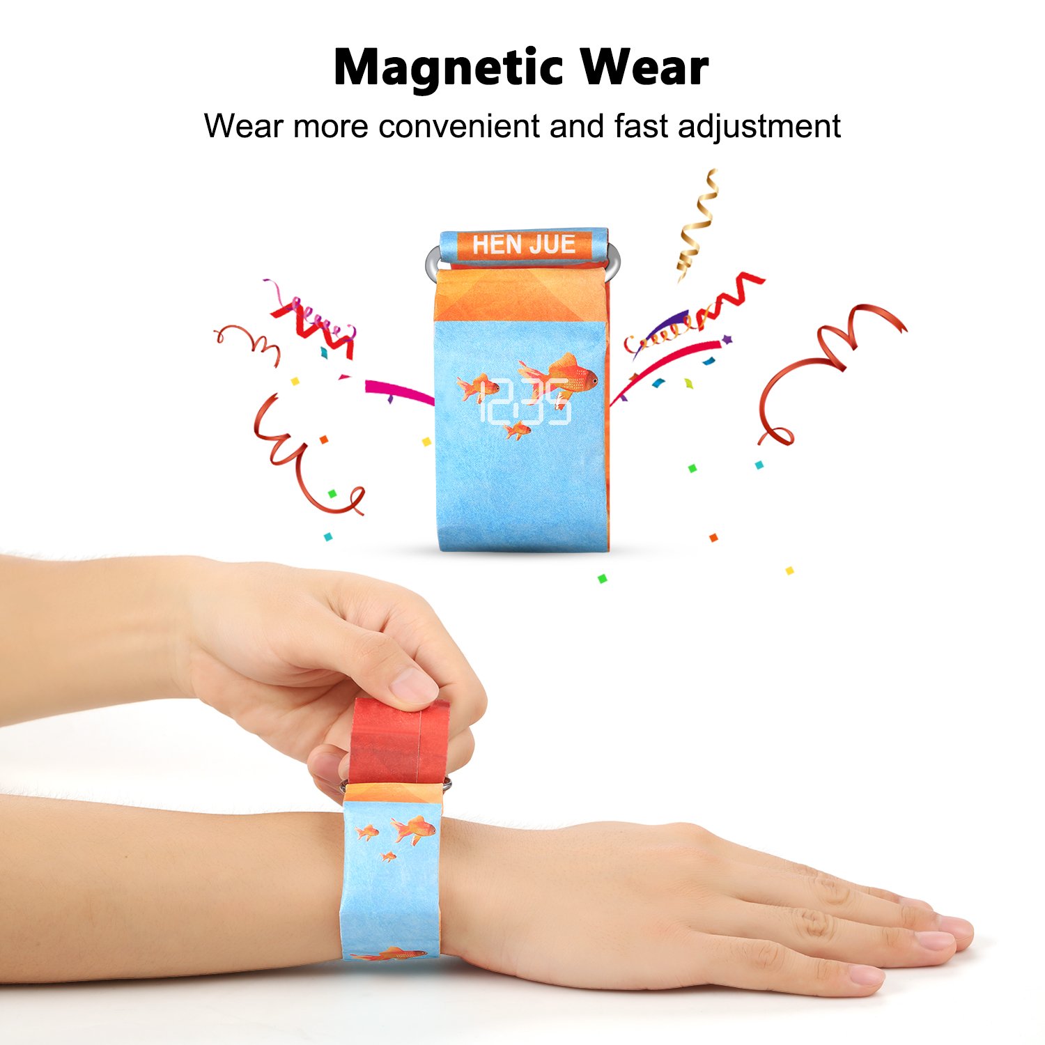 Digital Wrist Watch, Cinsey Waterproof Paper Watch with Magnetic System for Men, Women, Boys, Girls and Kids. Super Light Durable Creative Smart Watch