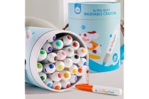 Jar Melo Jumbo Washable Crayons for Toddlers, 24 Colors Ultra-Silky Washable Crayons with 108 Free PDF Coloring Pages, Unbreakable and Easy to Hold, Safe Art Supplies for Kids Ages 1-2 2-4 4-8