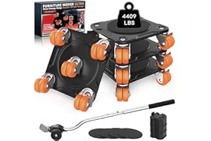 QHNB Heavy Duty Furniture Movers with 10 Wheels – Double-Wheel Design Carbon Steel Panel Furniture Dolly Set with Lifter, 360