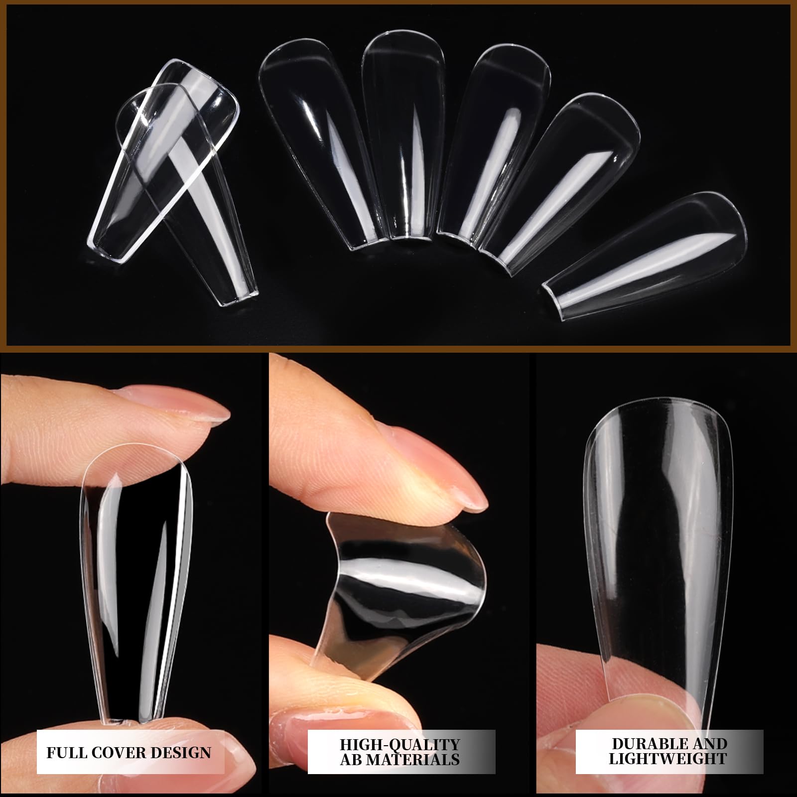 Teenitor 600 Pcs Clear Coffin Nail Tips, Acrylic Nail Kit, Clear Press On Nails, Long Fake Nails Coffin Nail Tips Full Cover, Acrylic Nail Clipper Nail Stand for False Nails - Image 9