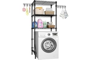 Ulif U8 Mini Laundry Room Storage Organizer, Over the Washer and Dryer Storage Shelves for Laundry Organization, 29.5”W x 17.3”D x 76.2”H, Suit Washing Machine Width within 27.1”, Hold 304 lb, Black