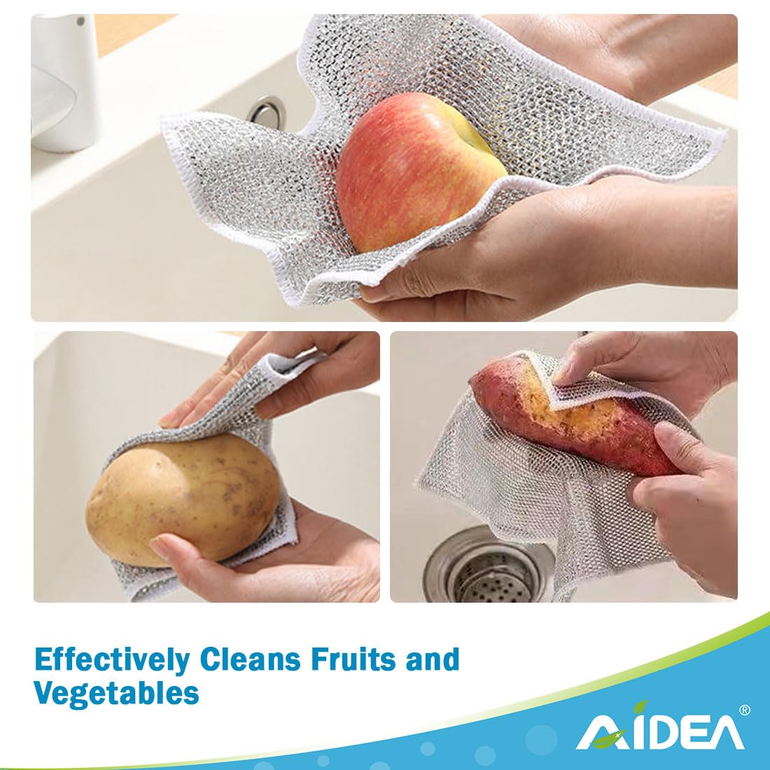 AIDEA Non Scratch Wire Dishcloth 24PK, Wire Dishwashing Rag for Wet and Dry, Washable Dish Rags No Odor, Cleaning Pads Steel Scrubber for Cookware, Sinks, Dishes, Stove Tops, 7