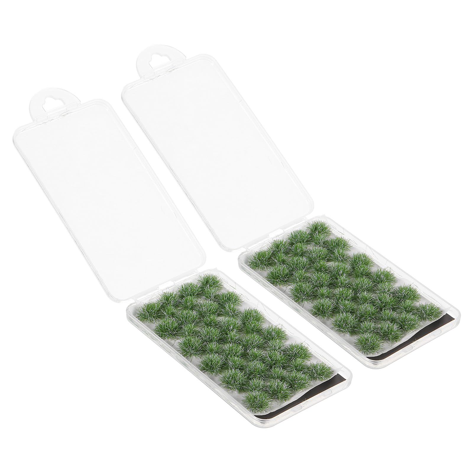 PATIKIL Static Grass Tuft Model, 2 Sets/56Pcs Miniature Artificial Grass Tuft Model DIY for Train Landscape Railway Sand Ground Layout Scenery Modeling, White Green
