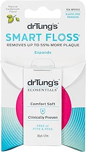 DrTung's Smart Floss - Natural Floss, PTFE & PFAS Free Floss, Gentle on Gums, Expands & Stretches, BPA Free - Natural Dental 