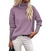 Zeagoo Women's Turtleneck Sweater 2026 Fall Winter Chunky Knitted Pullover High Low Hem Trendy Basic Jumper Top