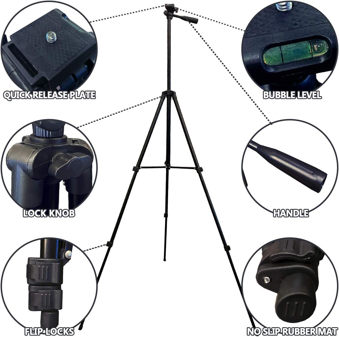 Phone Tripod, 51’’ Extendable Lightweight Aluminum Phone Tripod Stand with Cell Phone Mount Holder & Bluetooth Remote, Tripod for iPhone/Android/Smartphone & Camera (Black): Camera & Photo