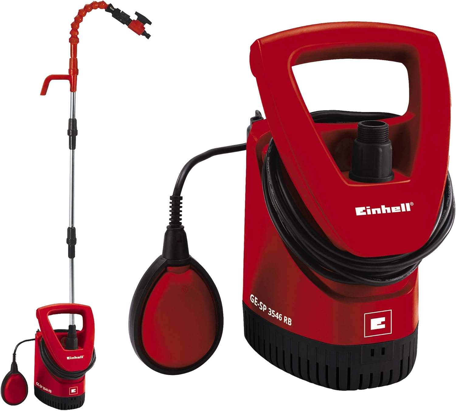 Einhell Regenfasspumpe GE-SP 3546 RB (350 W, max. Fremdkörpergröße 2,5 mm, max. Fördermenge 4.600 L/h, max. Förderhöhe 11 m, stufenloser Schwimmschalter, Kunststoff-Pumpengehäuse)