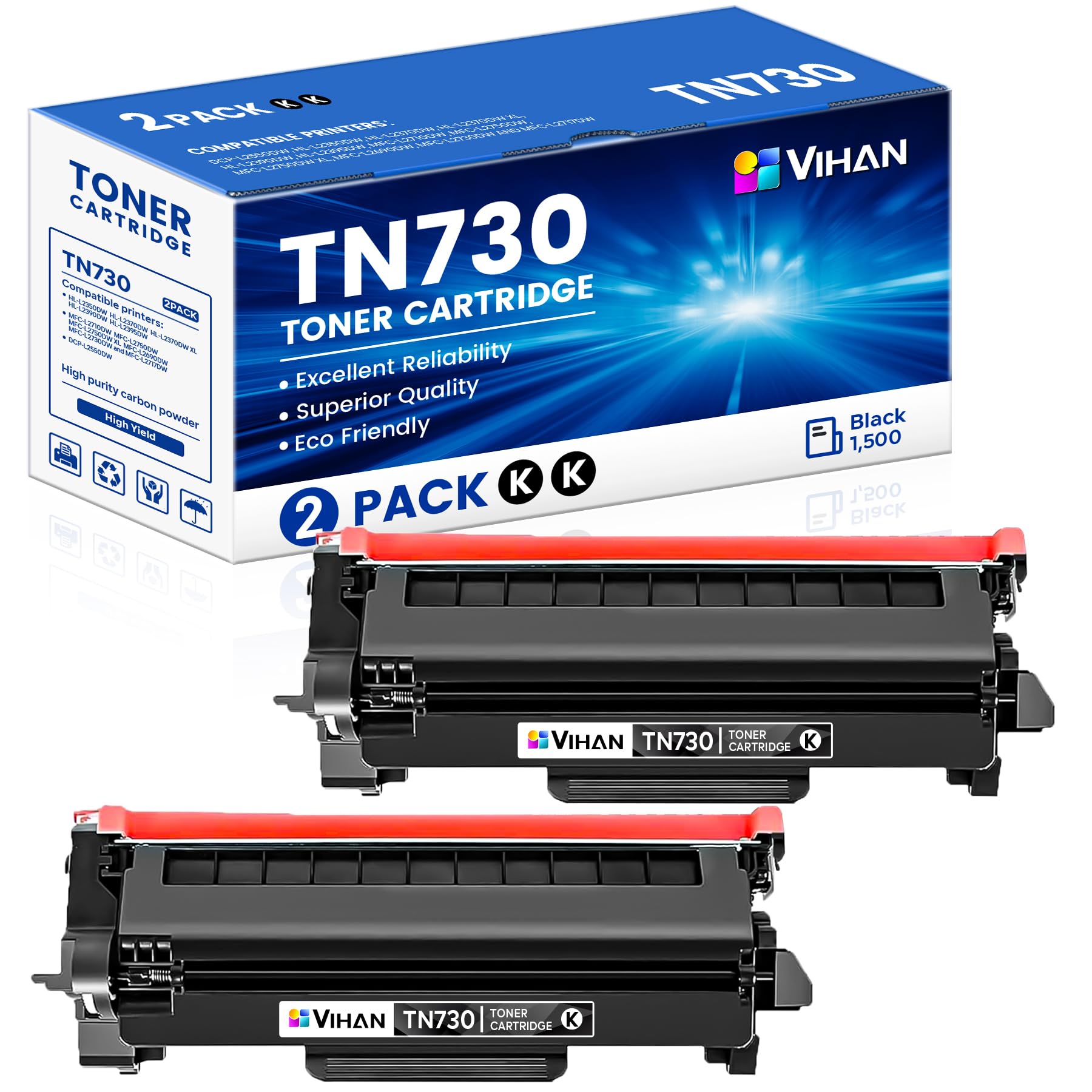 Photo 1 of TN730 TN-730 Toner Cartridges Black Replacement for Brother TN730 TN-730 MFC-L2710DW HL-L2395DW HL-L2350DW DCP-L2550DW MFC-L2750DW Toner Printer (2 Pack)LPNPMFV4706775