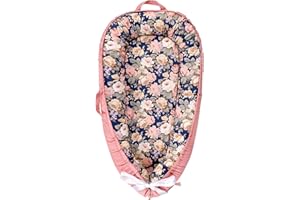 Hooyax Baby Lounger Cover, 100% Cotton Baby Nest Cover, Baby Lounger Replacement Cover，Reversible Newborn Lounger Cover for Boys Girls, Floral (Cover Only)