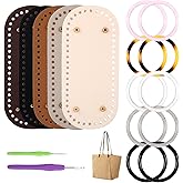 5+10 Pcs Crochet Bag Bases with Round Purse Handles, Crochet Purse Kit Bag Handles with 2 Pcs Crocheting Hooks, Leather Purses Feet Frame for Bags Making, DIY Crocheting Bags Purses Making Supplies