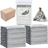 MIXIAO Emergency Foil Blanket Silver (25 Pack), Survival Thermal Mylar Blankets Individually Packaged Perfect for Outdoors, Hiking, Survival, Marathons or First Aid