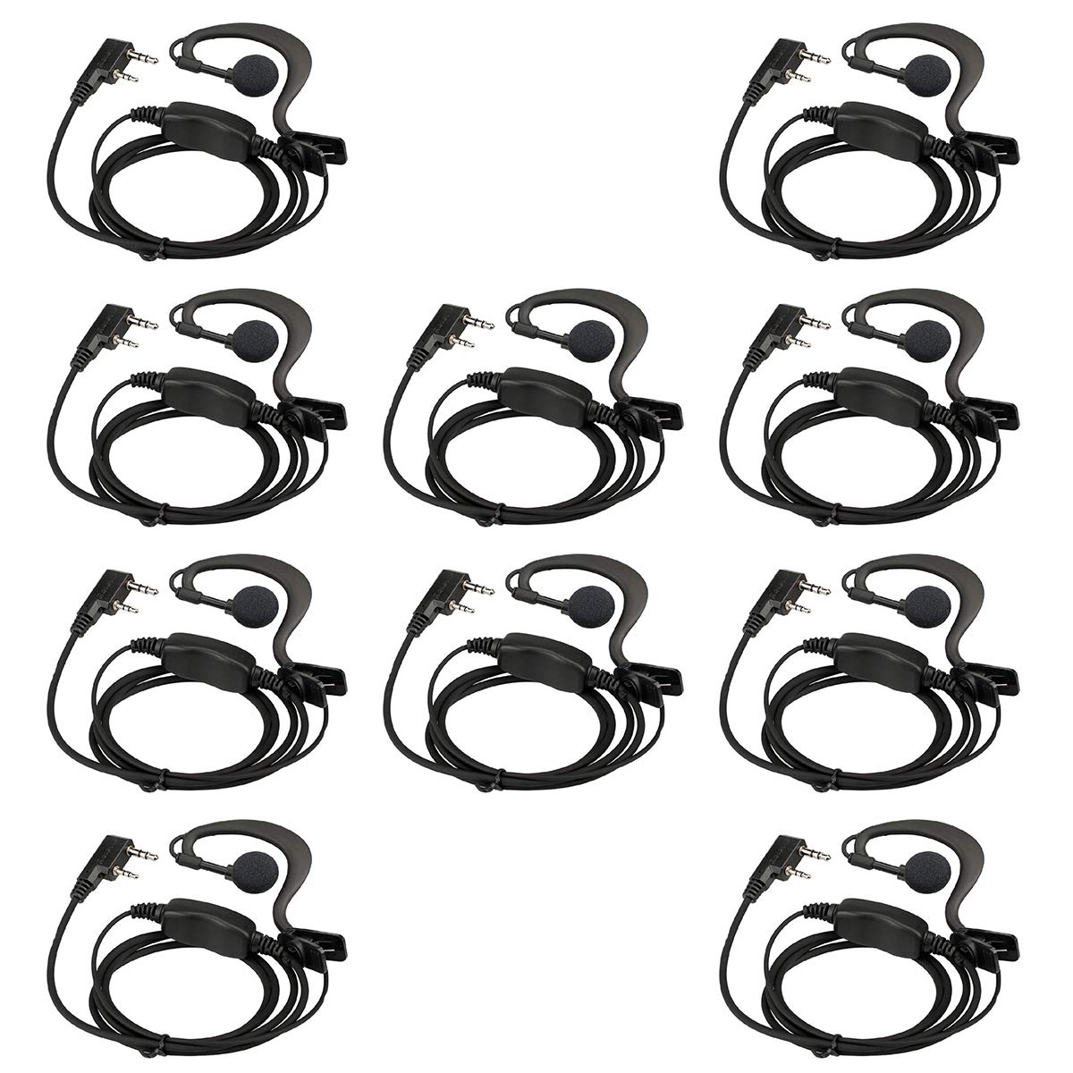 Photo 1 of Retevis Case of 10, Two Way Radio Earpiece with Mic Single Wire Earhook Headset for RT22 RT21 RT68 RT68H H777 H777H RT86A RT86S, Compatible with Pxton Baofeng BF-888S BF-T26 Kenwood Walkie Talkies
