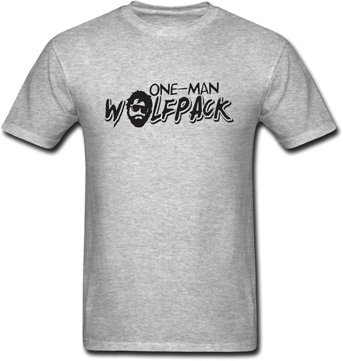 Hillet Men's One Man Wolfpack Cotton Graphic TShirt Gray Size S