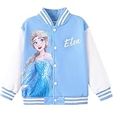 Disney Minnie Mickey Stitch Princess Frozen Elsa Marvel Jacket Lightweight Coat Button up Color Block Sweatshirt 2-14 Years