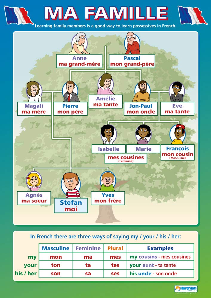 Ma Famille | Language Learning Posters | Laminated Gloss Paper measuring 850mm x 594mm (A1) | Second Language Charts for the Classroom | Education Charts by Daydream Education