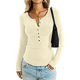 EasyGala Womens Henley Long Sleeve Shirt Cotton Ribbed Crewneck Tops Sexy Button Down Tee Layering Basic Fitted T Shirts 2026