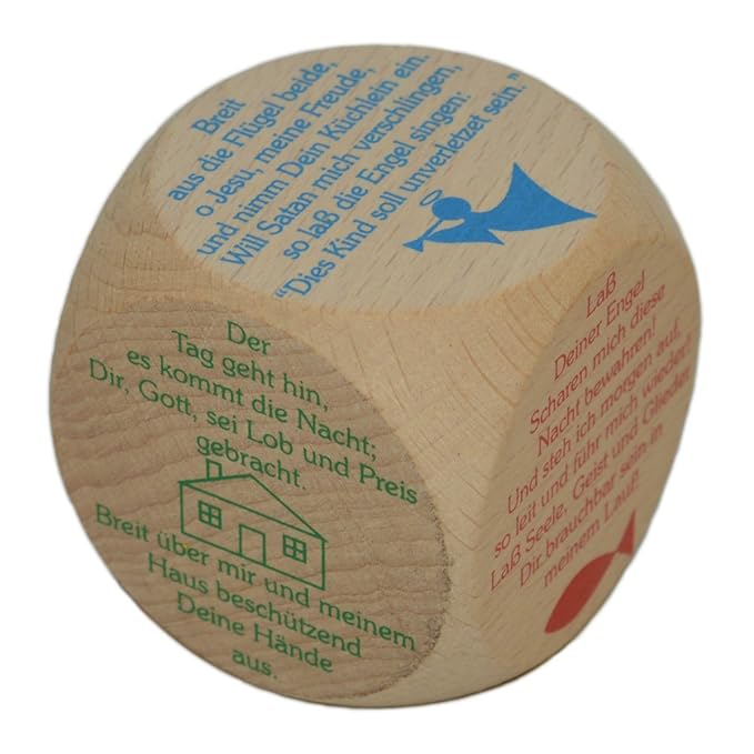 Gebetswürfel Holz - Abendgebete für Kinder - 6x6x6cm