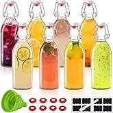 8 Pack flip top glass bottle 12 oz,swing top glass bottles 12oz with airtight lids for home brewing,kombucha,kefir,vanilla extract,beer,oil,vinegar,homemade juices,soda,beverages,2nd fermentation