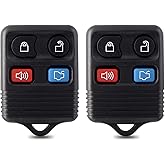 2 Replacement Car Key Fob Keyless Entry Remote fits Ford, 1998-2016 Clicker Transmitter ,Button for Ford, Mazda, Mercury, Lincoln, Set of 2 (Four Key)