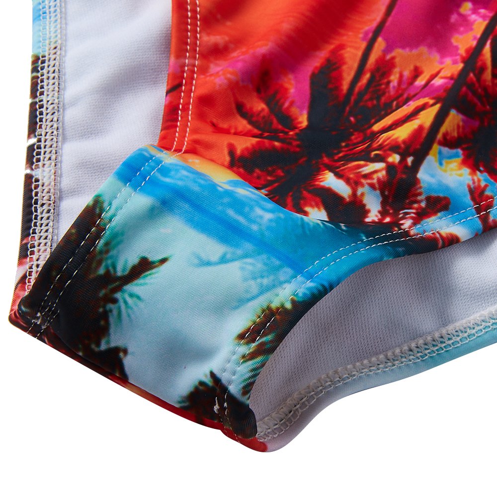 TUONROAD bademode damen Sexy Bikini Sets Bademode Mit Druck-Muster,Damen Sexy Bikini Set Neckholder Für Frauen (coconut tree XL)