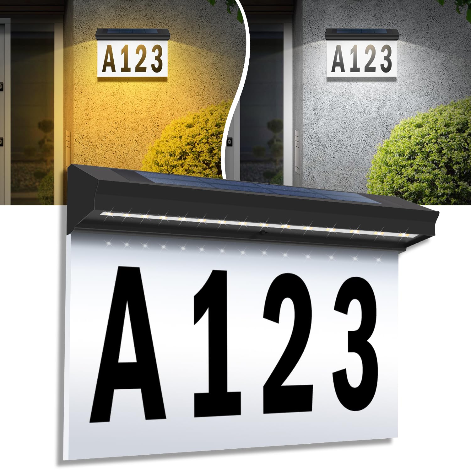 Photo 1 of T-SUN Solar House Number Sign for Outside, Solar Address Number Sign for House, Cold/Warm White Waterproof Led Illuminated Address Plaque for Yard Street Driveway Markers