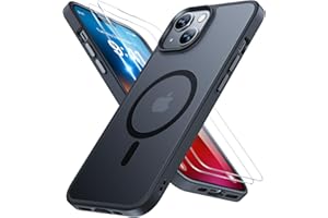 Miracase Magnetic for iPhone 15 Case (Compatible with MagSafe)（with 2X Screen Protectors） Military-Grade Protection, Anti-Fingerprint Translucent Matte Phone Cover for iPhone 15 6.1 inch, Black