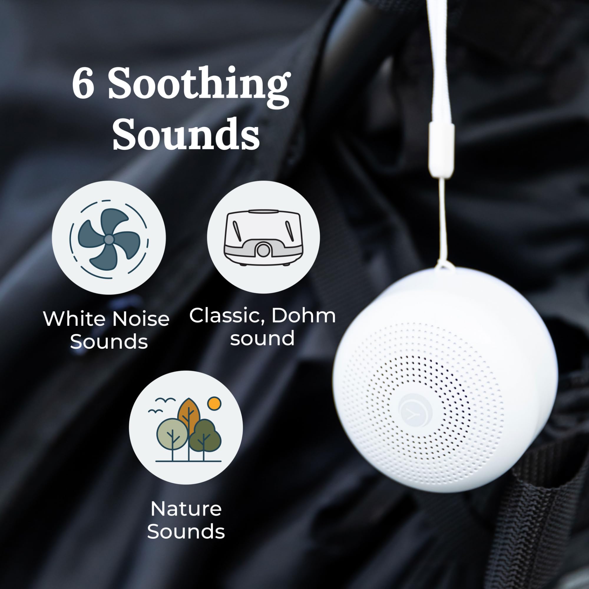 YOGASLEEP Travel Mini Portable White Noise Sound Machine, 6 Soothing Sounds, Volume Control, Dimmable Night Light, Sleep Therapy for Adults & Baby, USB Rechargeable, Lanyard Included