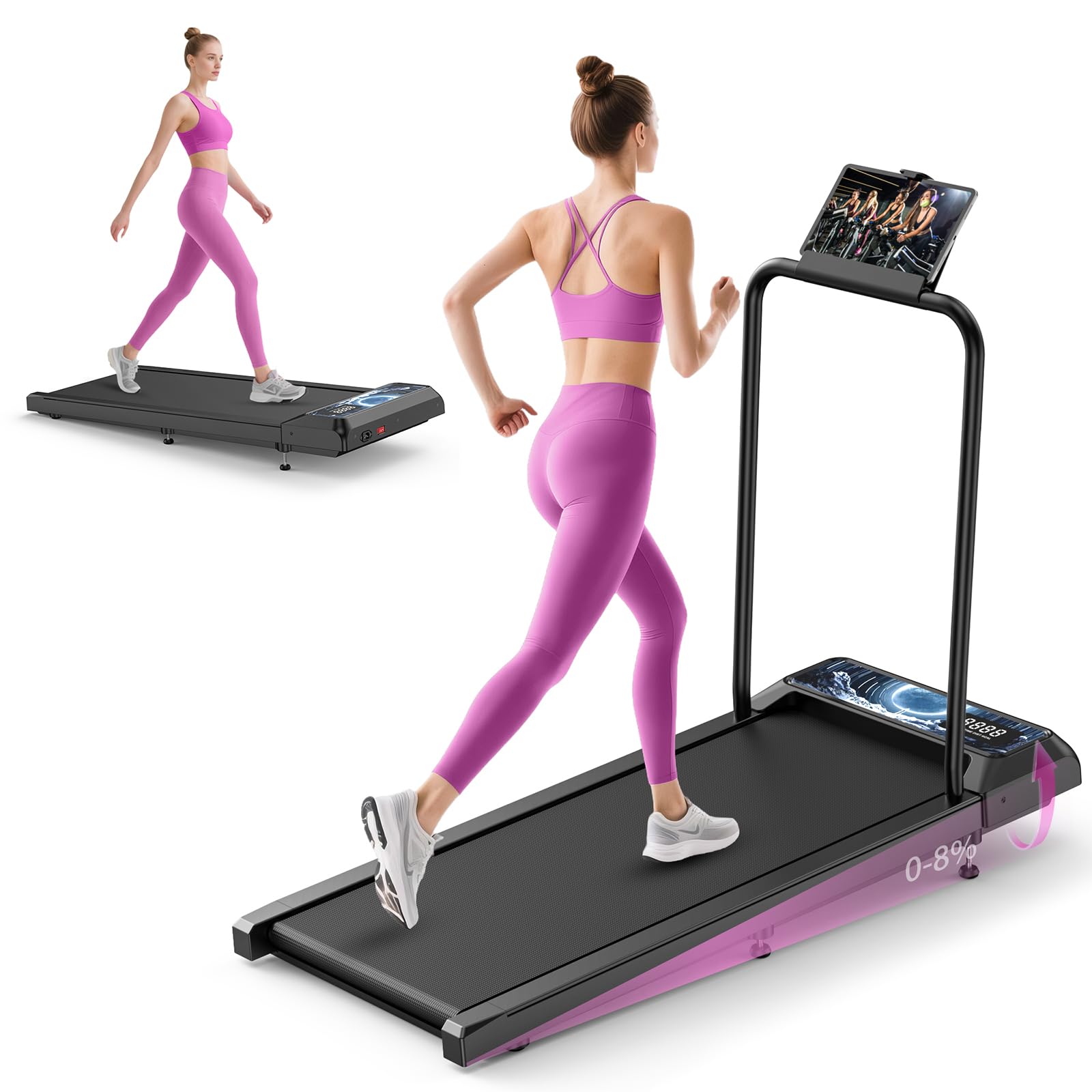 Photo 1 of **MAJOR DAMAGE**
Walking Mat, Treadmill with Removable Handle,2.5HP Portable Treadmills for Home and Office, 270lbs Capacity Under Desk Treadmill with APP &Remote Control, LED Display, Moon