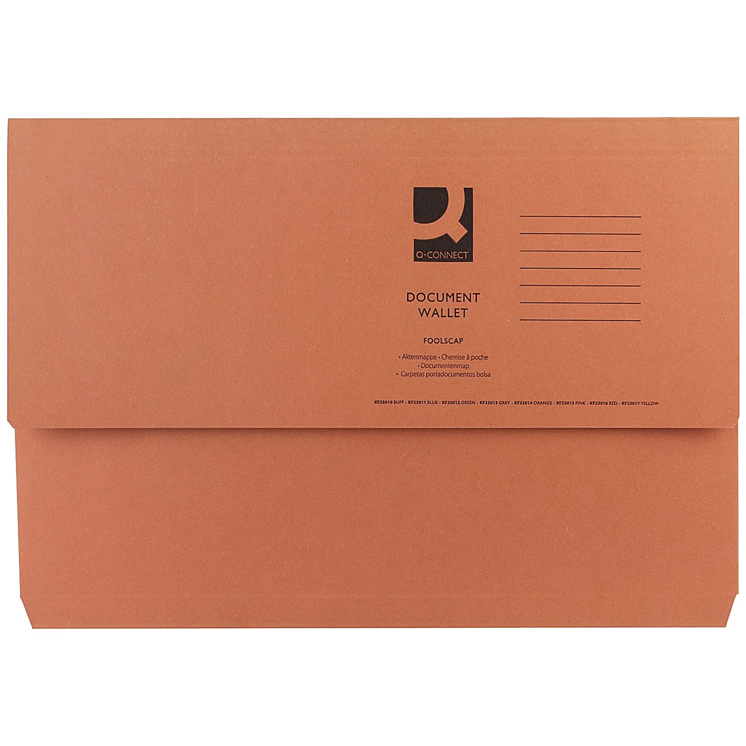 Q-Connect Document Wallet Foolscap Orange (Pack of 50)