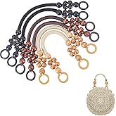 PH PandaHall 6pcs Wooden Beaded Bag Handles, 3 Colors Purse Handles Nylon Rope Purse Straps Replacement Bag Handles U-Shape Purse Handles for Bag Making Shoulder Bag Handbag DIY Crochet Bag, 18 Inch