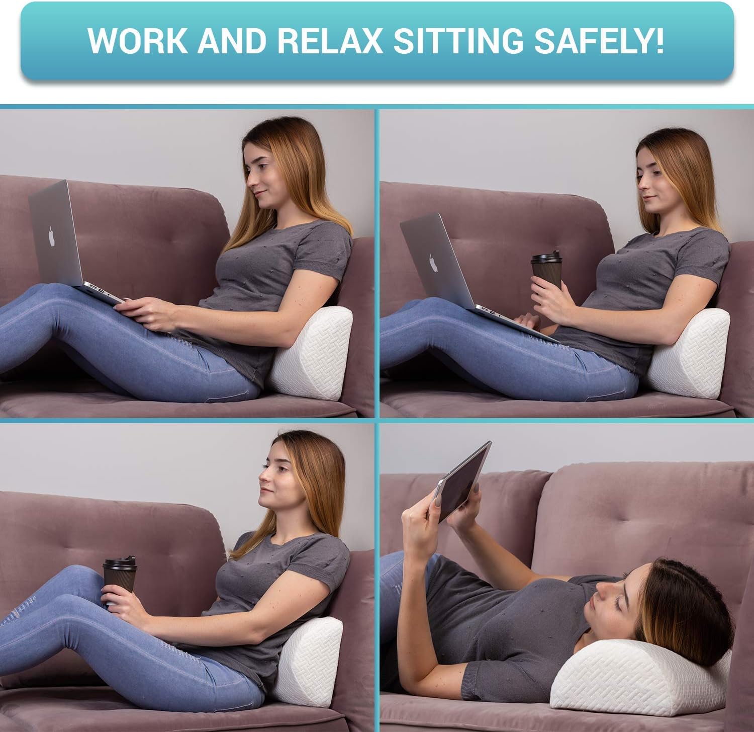 Half Moon Bolster Semi-Roll Pillow - Ankle and Knee Support - Leg Elevation - Back, Lumbar, Neck Pain Relief - Pad for Side and Stomach Sleepers - Premium Quality Memory Foam - Breathable Cover: Home & Kitchen