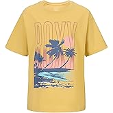 Roxy Girls Short Sleeve Oversized Fit Logo Tee, Crew Neck Graphic T-Shirt, Soft & Comfortable