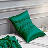 NTBAY Silk Satin Pillowcases 2 Pack 50x75 cm Dark Green Envelope Closure view 5
