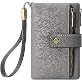 SENDEFN Small Wallet for Women Leather RFID Blocking Wristlet Wallet Credit Card Holder with Double Zipper Coin Purse Ladies Bifold Purse
