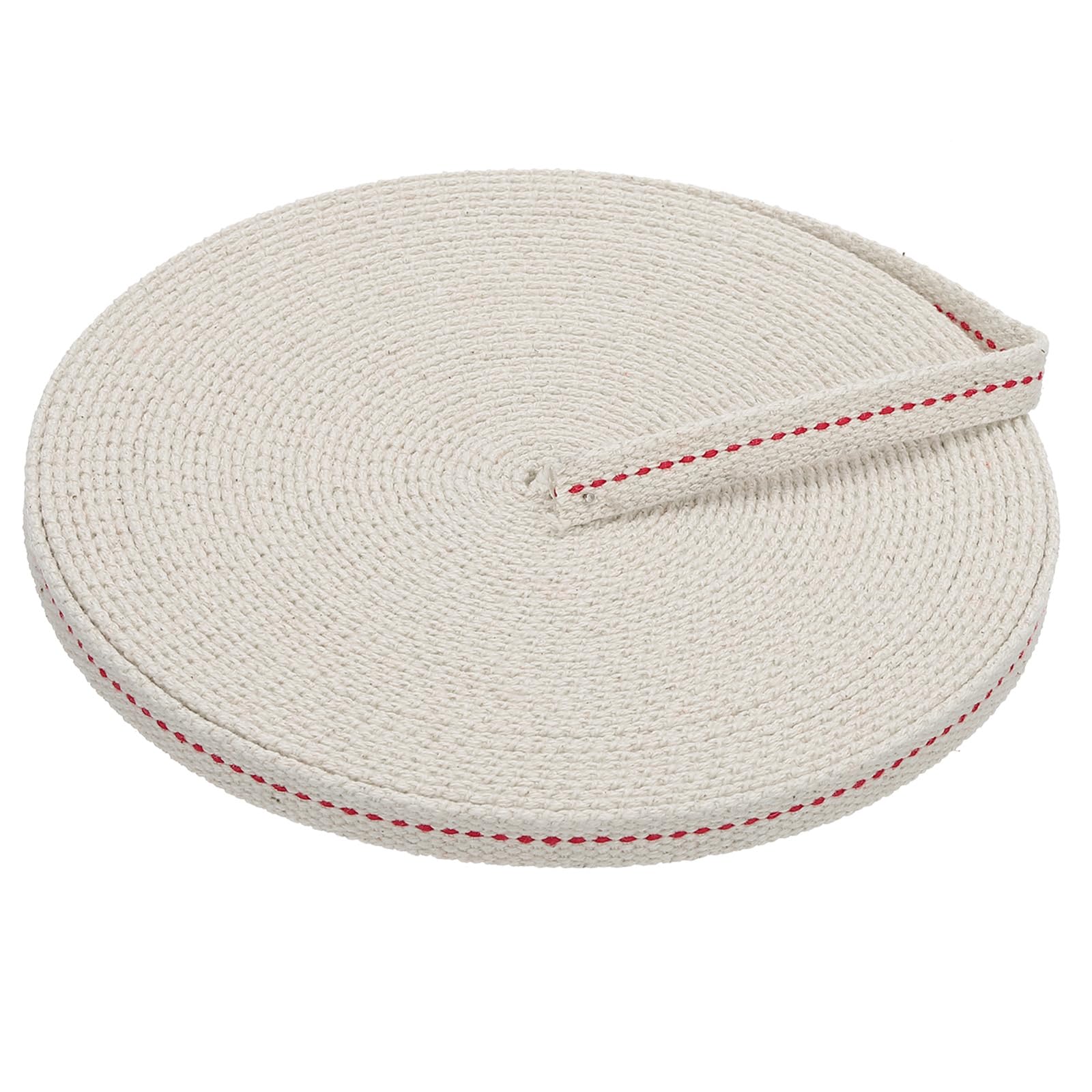 PATIKIL 3/8" Wide 33 Feet 100% Cotton Flat Wick, Oil Lamp Wicks with Red Stitch for Kerosene Lamp Lantern Oil Burner
