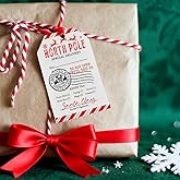 North Pole Christmas Gift Tags from Santa for Women Men Kids Presents Decorations, Christmas Wrapping Paper Sticker Tag for Xmas Gifts, Christmas Party Favors Labels, Treat Cookie Decor, Envelopes