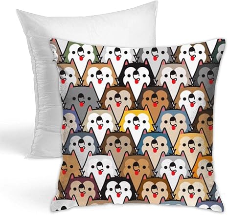 Amazon Co Jp クッション 抱き枕 たくさんのハスキーの顔 可愛い 北欧 背当てクッション カバー付き おしゃれ 新居プレゼント ソファー 車用 インテリア 飾り ベッド 正方形 ソファークッション 45 45cm ホーム キッチン