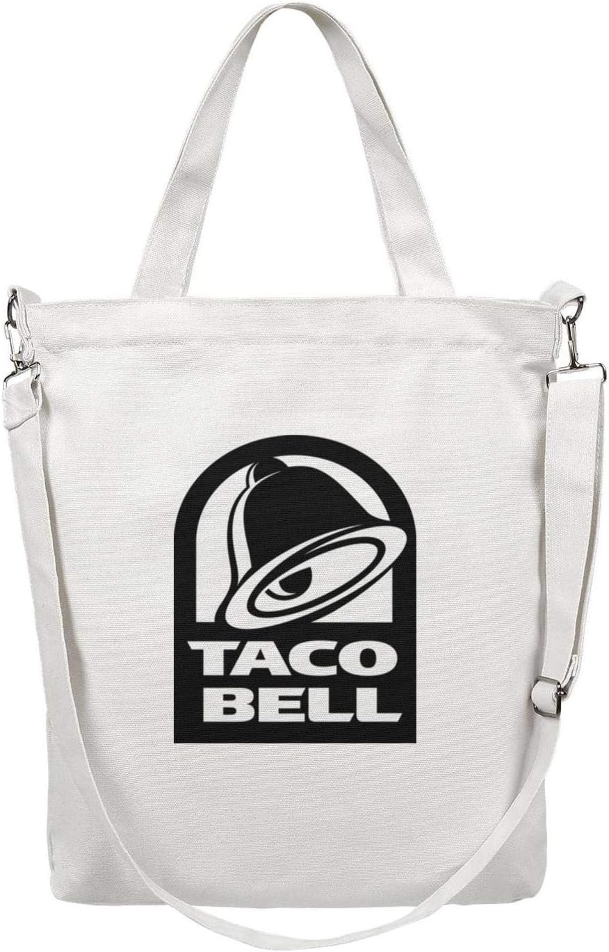 Casual Canvas Tote Bag BLACK-TACO-BELL- Custom Design Shoulder Bag or Crossbody Bags for Shopping White