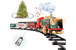 FANL Train Set with Remote Control - Christmas Train Toys - Steam Locomotive Engine, Cargo Car and Train Tracks - Rechargeable Electric Train Toy Gift Toys for Age 3 4 5 6 + Kids.