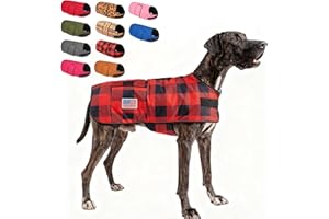 BEAUTYZOO Dog Winter Coat for XX-Large Dogs Waterproof, Warm Reflective Great Dane Oxford Canvas Jacket, Fleece Dog Cold Weather Coats Windproof for Female Male Dogs, Red Plaid XXL