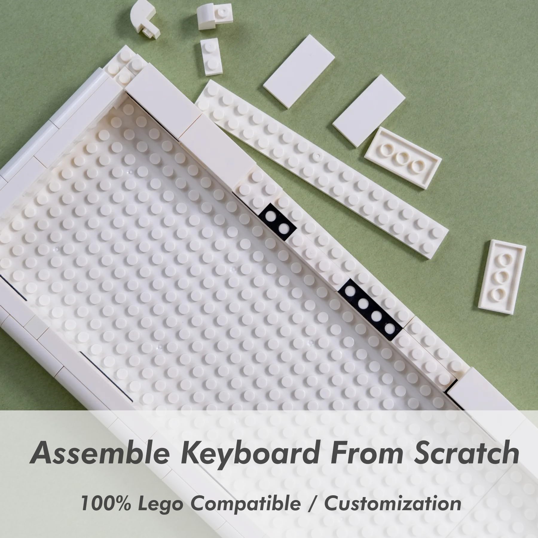 KBDcraft 01Adam 60% Mechanical Keyboard, 64-Key ANSI, Lego-Compatible Case, Gasket Mount, Hot-swappable, Wired, Linear Switch, RGB, QMK, Vial for Win/Mac, Full Kit (White)