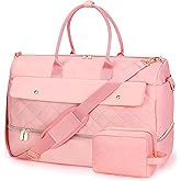 Wedama Travel Duffel Bag, Large Weekender Bag for Women with Shoe Compartment, Carry on Overnight Bag with Toiletry Makeup Bag, Gym Duffel Bag Travel Tote Bag for Travel Gym Camping Hospital, Pink