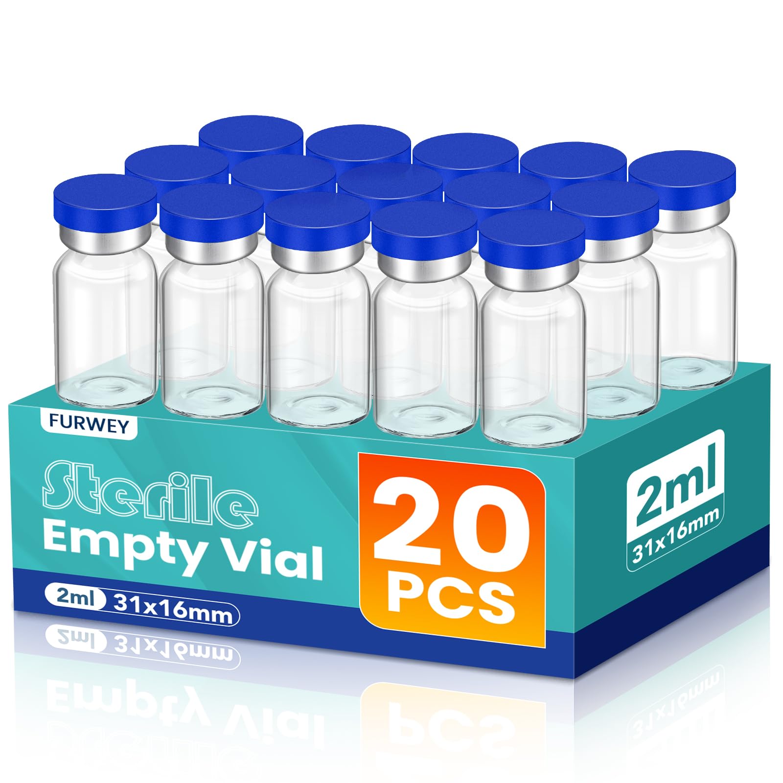 Photo 1 of 2ml Sterile Vials with Self Healing Injection Port and Sealing Cap, Glass Sterile Vials for Injections (20 Pack)