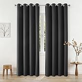 Joydeco Blackout Curtains 95 Inch Length 2 Panels Set, Thermal Insulated Grey Curtains & Drapes 2 Burg, Room Darkening Grommet Drapes for Living Room Bedroom Window (Dark Grey, W52 x L95 Inch)