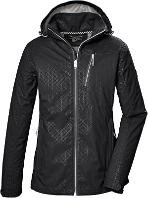 Mujer Chaqueta softshell/outdoor con capucha con cremallera KOS 121 WMN SFTSHLL JCKT GRPHIC, schwarz, 42, 42852-000