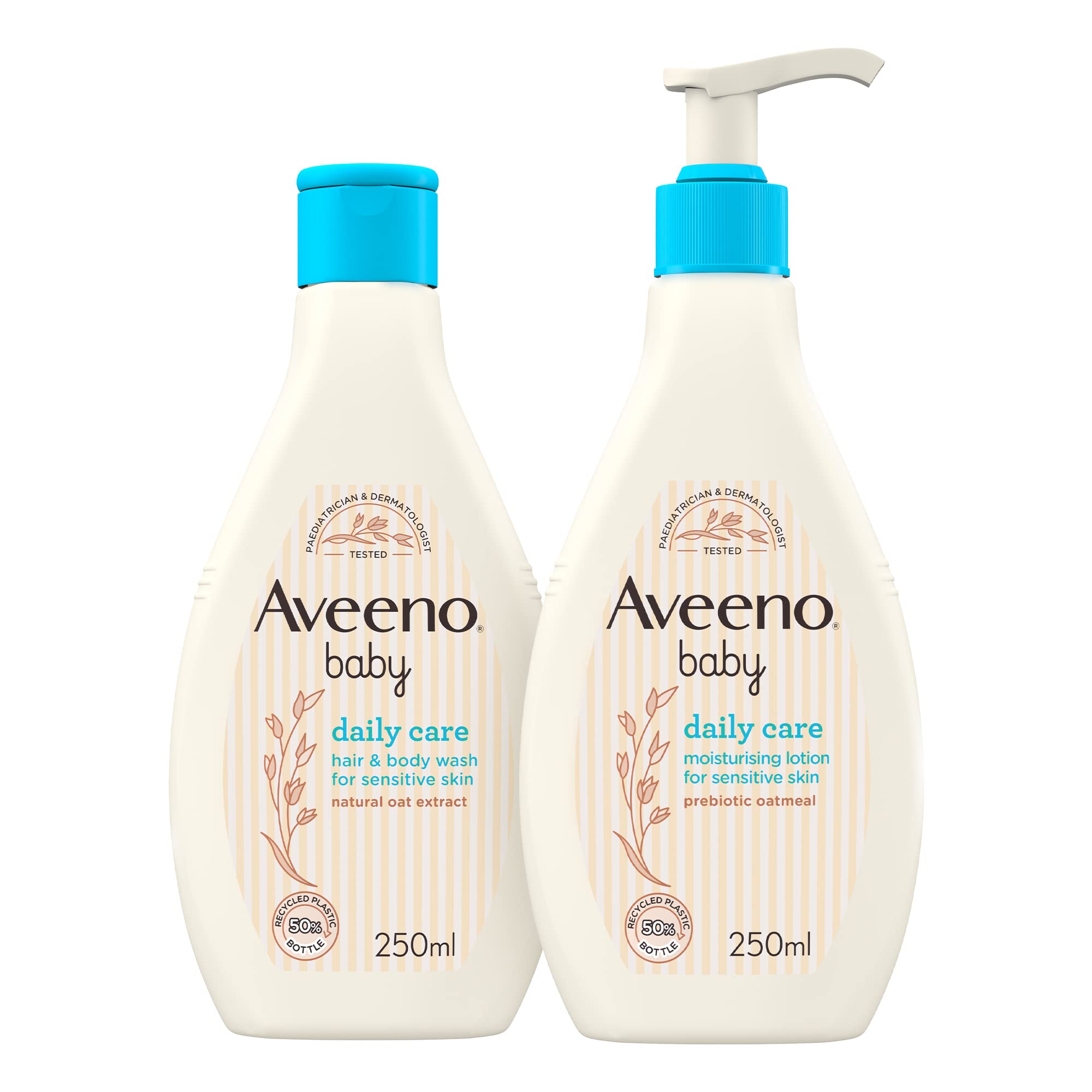 Aveeno Baby, Daily Care Set, Hair and Body Wash Plus Moisturising Lotion, for Sensitive Skin, 250 ml